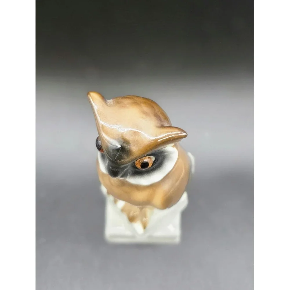 Vintage Porcelain WISE OLD Owl Bird Figurine Made in West Germany 4